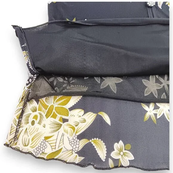 Design Works- Women's Top-Black, Green-White floral- PSMALL-Lined 3/4 Sleeve - Picture 5 of 14